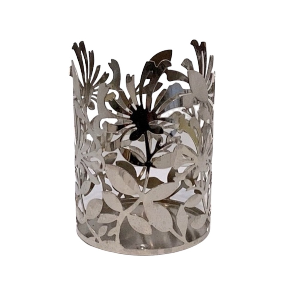 💚 Bath & Body Works Tall Metal Candle Holder with Flowers